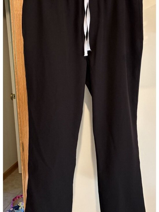 Figs Pants - Figs Women's Black Scrub Pants with White Drawstring